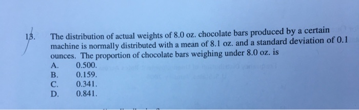 The distribution of actual weights of 8 oz