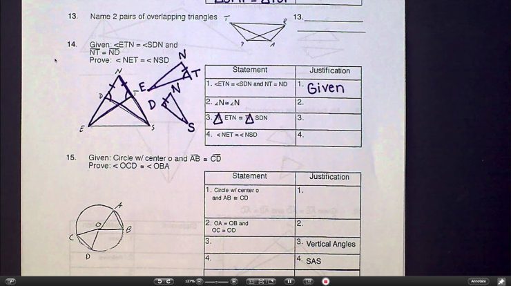 Unit 7 geometry test answer key