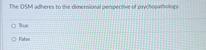 The dsm adheres to the dimensional perspective of psychopathology.