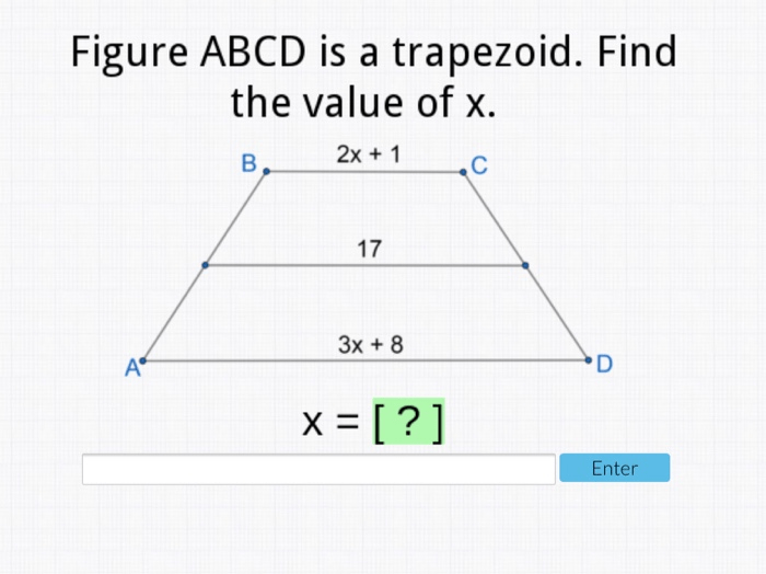 Figure abcd is a trapezoid find the value of x